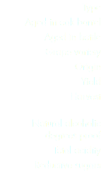 Type
Aged in oak barrel
Aged in bottle
Grape variety Origin
Yield
Harvest 
Natural alcoholic degrees proof
Total acidity
Reductive sugars