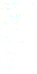 Young white, natural medium-dry
Albariño 100%
Salnes Valley
3,500 kg/Ha
From September 28th to October 5th 
13.5% Vol
7.1 g/l
12 g/l (medium-dry)